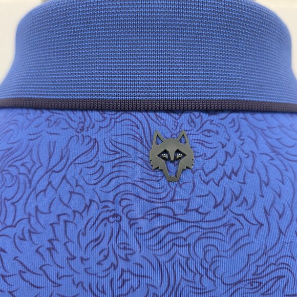 Greyson Shirt Mens Large Blue Golf Polo Wolf Print Performance Stretch Preppy - Picture 12 of 14